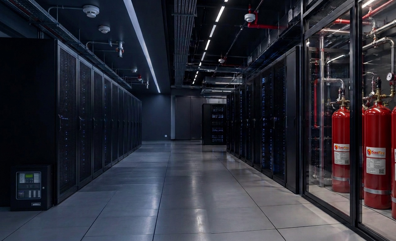 SAO Fire branded suppression cylinders protecting a data centre
